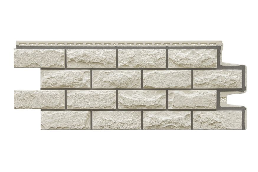 Фасадные панели Grand Line, Колотый камень Design, Молочный (шов RAL 7006) купить в Владимире