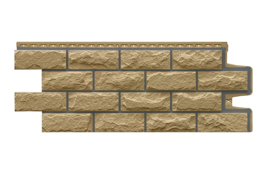 Фасадные панели Grand Line, Колотый камень Design, Песочный (шов RAL 7006) купить в Владимире