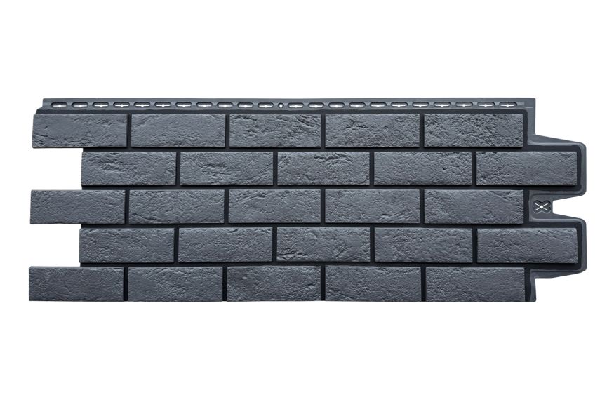 Фасадная панель Grand Line, Состаренный кирпич Design, Графит, шов RAL 9005 купить в Владимире