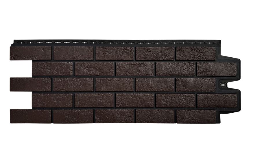 Фасадная панель Grand Line, Состаренный кирпич Design, Шоколадный, шов RAL 9005 купить в Владимире